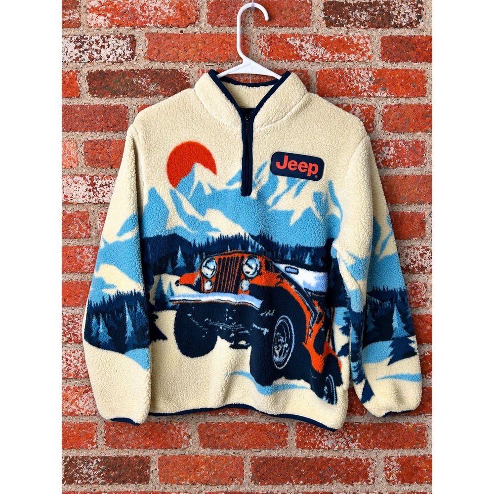 Jeep Kids Sherpa Fleece Quarter Zip Pullover 14/16 Gorpcore Jeep Wrangler Fall